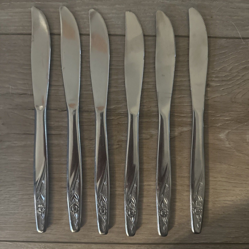 6 PCs International Silver INS88  Modern Solid Dinner‎ Knife